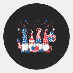 Patriotische Gnomes Feuerwerke Usa Unabhängigkeits Runder Aufkleber