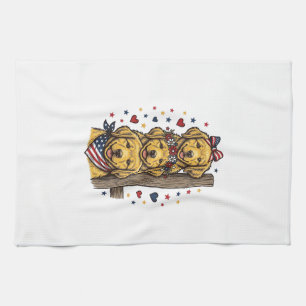 Patriotische Golden Retriever Welpen Vintage-Shirt Geschirrtuch