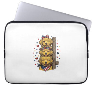 Patriotische Golden Retriever Welpen Vintage-Shirt Laptopschutzhülle