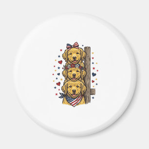 Patriotische Golden Retriever Welpen Vintage-Shirt Magnet