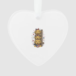 Patriotische Golden Retriever Welpen Vintage-Shirt Ornament