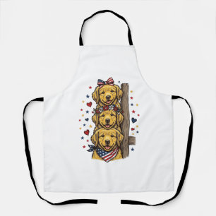 Patriotische Golden Retriever Welpen Vintage-Shirt Schürze