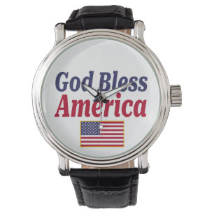 Patriotische Gott segne Amerika-Flagge Armbanduhr