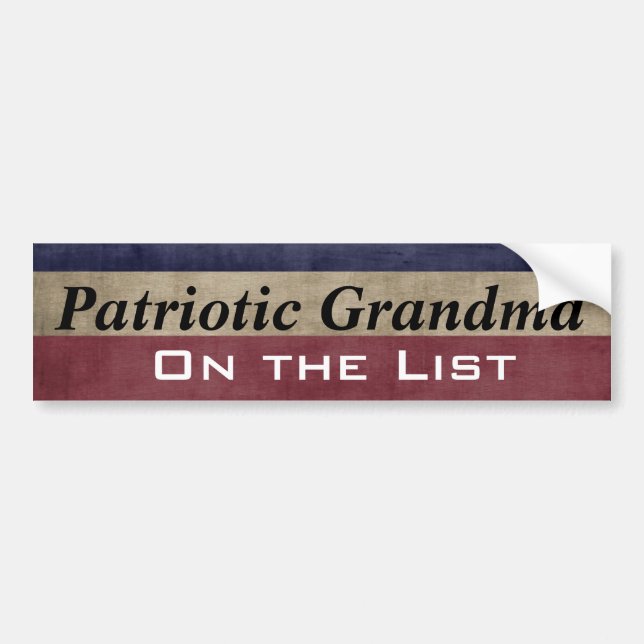 Patriotische Großmutter auf der Liste Autoaufkleber (Vorne)