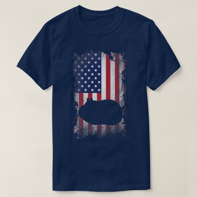 Patriotische Guinea Schwein Amerikanische Flagge C T-Shirt (Design vorne)