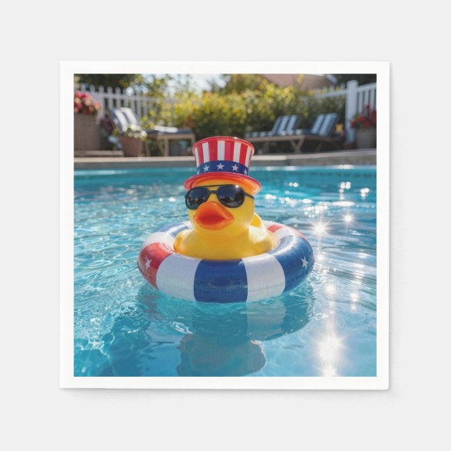Patriotische Gummiente im Schwimmbad Serviette (Vorderseite)