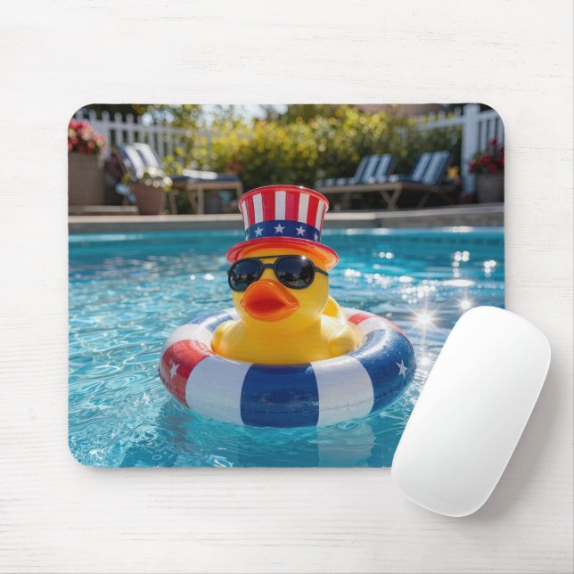 Patriotische Gummiente in einem Pool Mousepad (Mit Mouse)