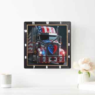 Patriotische Haustiere amerikanische Flagge Quadratische Wanduhr