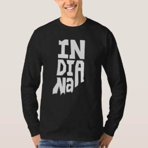 Patriotische Heimatkartenform von Indiana mit Text T-Shirt