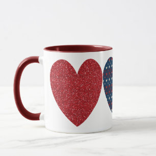 Patriotische Herzen 4. Juli Feier 11 oz Tasse