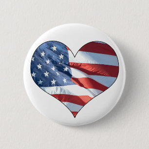 Patriotische Herzform Amerikanische Flagge Button