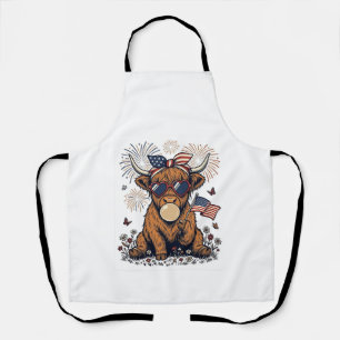 Patriotische Highland-Kuh-Bazillus-Vintage-Stich Schürze