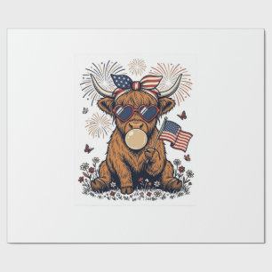 Patriotische Highland-Kuh-Bubble-Gum-Vintage-Stich Geschenkpapier