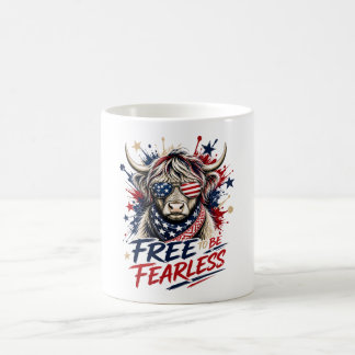 Patriotische Highland-Kuh Frei, um furchtlos zu se Kaffeetasse