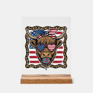 Patriotische Highland-Kuh Vintage-Flagge Grafik_1 Acrylschild