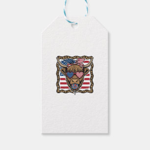 Patriotische Highland-Kuh Vintage-Flagge Grafik_1 Geschenkanhänger