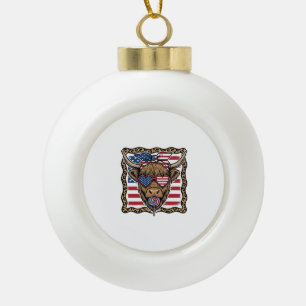 Patriotische Highland-Kuh Vintage-Flagge Grafik_1 Keramik Kugel-Ornament