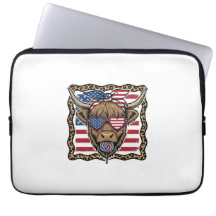 Patriotische Highland-Kuh Vintage-Flagge Grafik_1 Laptopschutzhülle