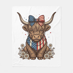 Patriotische Highland-Kuh Vintage Fleecedecke