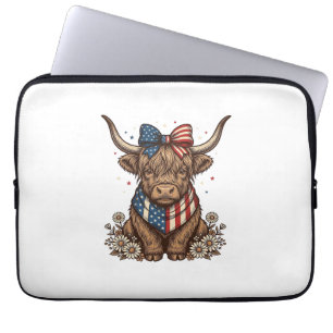 Patriotische Highland-Kuh Vintage Laptopschutzhülle