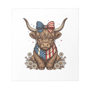 Patriotische Highland-Kuh Vintage Notizblock
