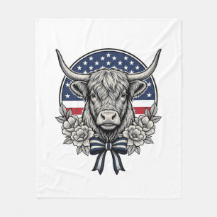 Patriotische Highland-Kuh Vintage-Stich-Kunst_1 Fleecedecke