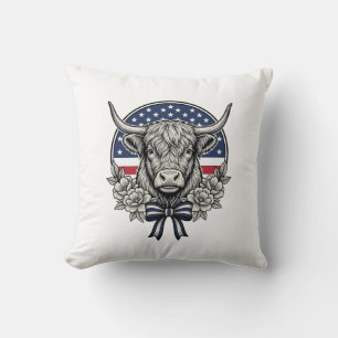 Patriotische Highland-Kuh Vintage-Stich-Kunst_1 Kissen