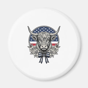 Patriotische Highland-Kuh Vintage-Stich-Kunst_1 Magnet