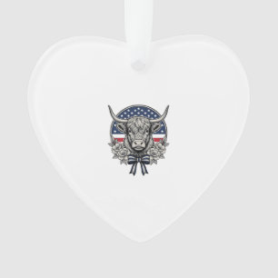 Patriotische Highland-Kuh Vintage-Stich-Kunst_1 Ornament