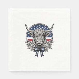 Patriotische Highland-Kuh Vintage-Stichkunst_1 Serviette