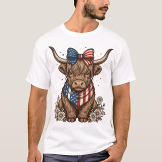 Patriotische Highland-Kuh Vintage T-Shirt