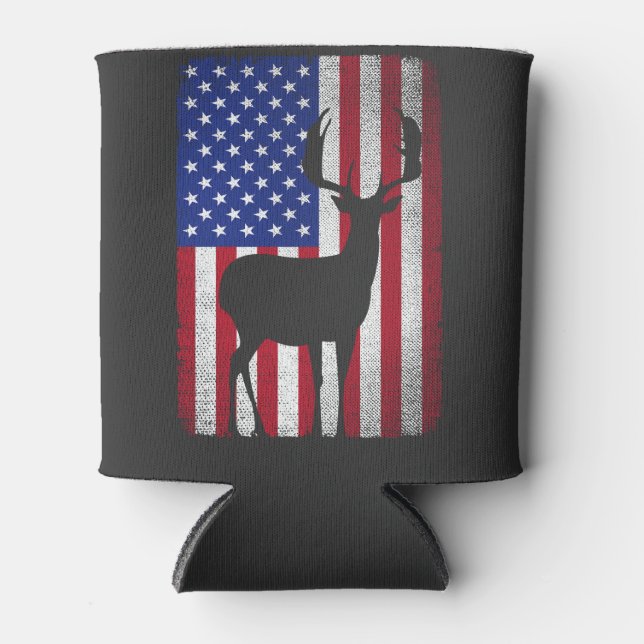 Patriotische Hirschjagd Jäger Vater Amerikanische  Dosenkühler (Vorderseite)