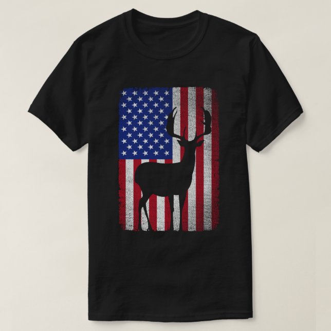 Patriotische Hirschjagd Jäger Vater Amerikanische  T-Shirt (Design vorne)