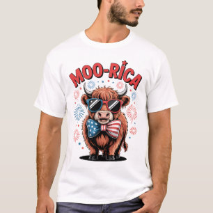 Patriotische Hochlandkuh Moo-hrika 4. Juli T-Shirt