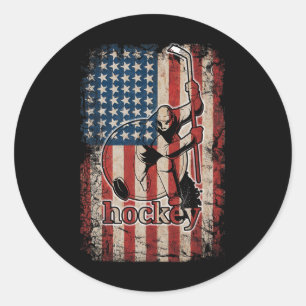 Patriotische Hockey-Flagge USA Amerikanisch für Ho Runder Aufkleber