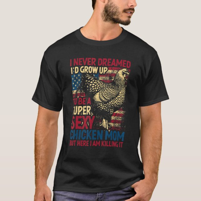 Patriotische Hühner-Mutter T-Shirt (Vorderseite)