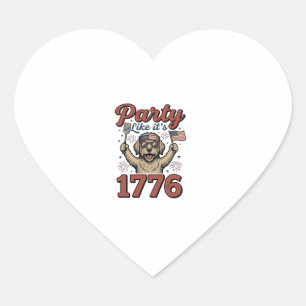 Patriotische Hund Party wie Es ist 1776 Vintage-Sh Herz-Aufkleber