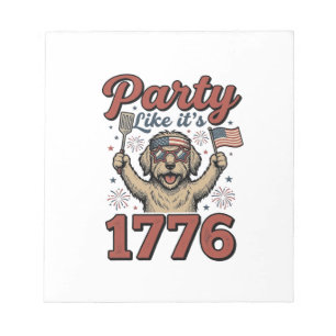 Patriotische Hund Party wie Es ist 1776 Vintage-Sh Notizblock
