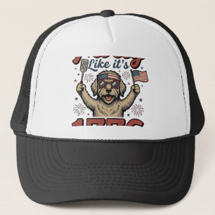 Patriotische Hund Party wie Es ist 1776 Vintage-Sh Truckerkappe