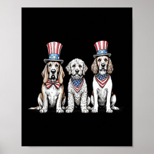 Patriotische Hunde 4. Juli Amerikanische Flagge Hu Poster