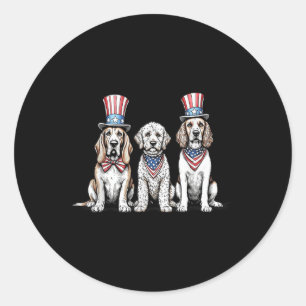 Patriotische Hunde 4. Juli Amerikanische Flagge Hu Runder Aufkleber