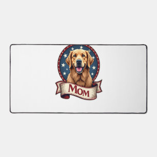 Patriotische Hunde-Mama Golden Retriever Vintage T Schreibtischunterlage
