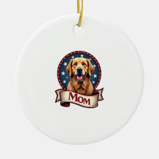 Patriotische Hunde-Mutter Golden Retriever Vintage Keramik Ornament