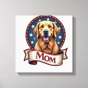 Patriotische Hunde-Mutter Golden Retriever Vintage Leinwanddruck