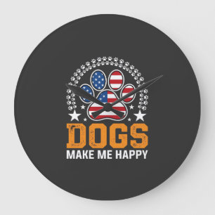Patriotische Hunde-Pfotenabdruck-Vektorgrafik Große Wanduhr