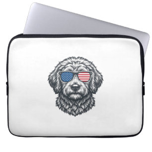 Patriotische Hunde-Sonnenbrille Vintage Laptopschutzhülle