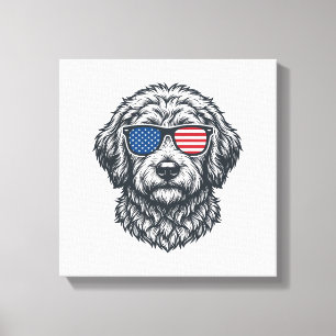 Patriotische Hunde-Sonnenbrille Vintage Leinwanddruck