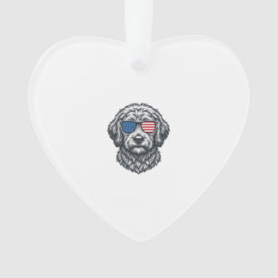 Patriotische Hunde-Sonnenbrille Vintage Ornament