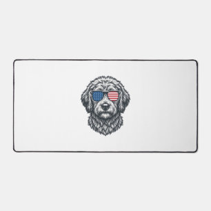 Patriotische Hunde-Sonnenbrille Vintage Schreibtischunterlage