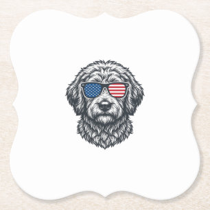 Patriotische Hunde-Sonnenbrille Vintage Untersetzer